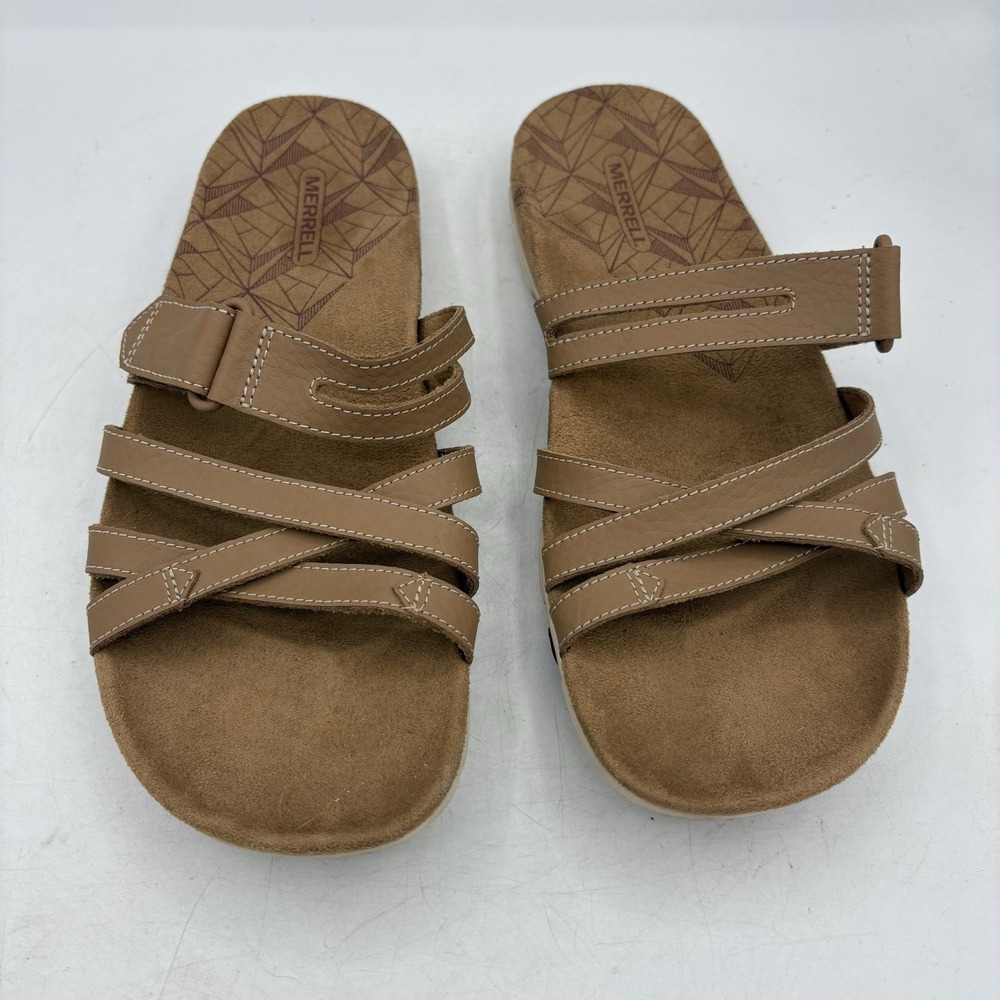 Merrell Shoes Womens Size 7 Leather Sandspur Rose Slide Sandals Tobacco Brown - Picture 4 of 9